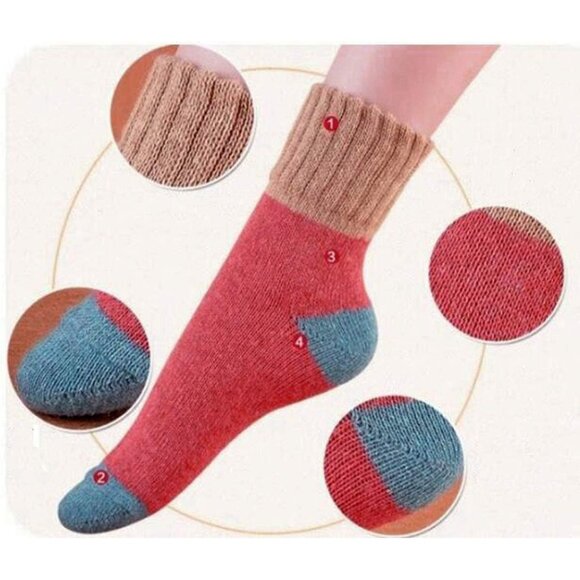 YZKKE 5Pack Womens Q-12 Vintage Winter Soft Warm Thick Cold Knit Wool Crew Sock - Picture 3 of 6